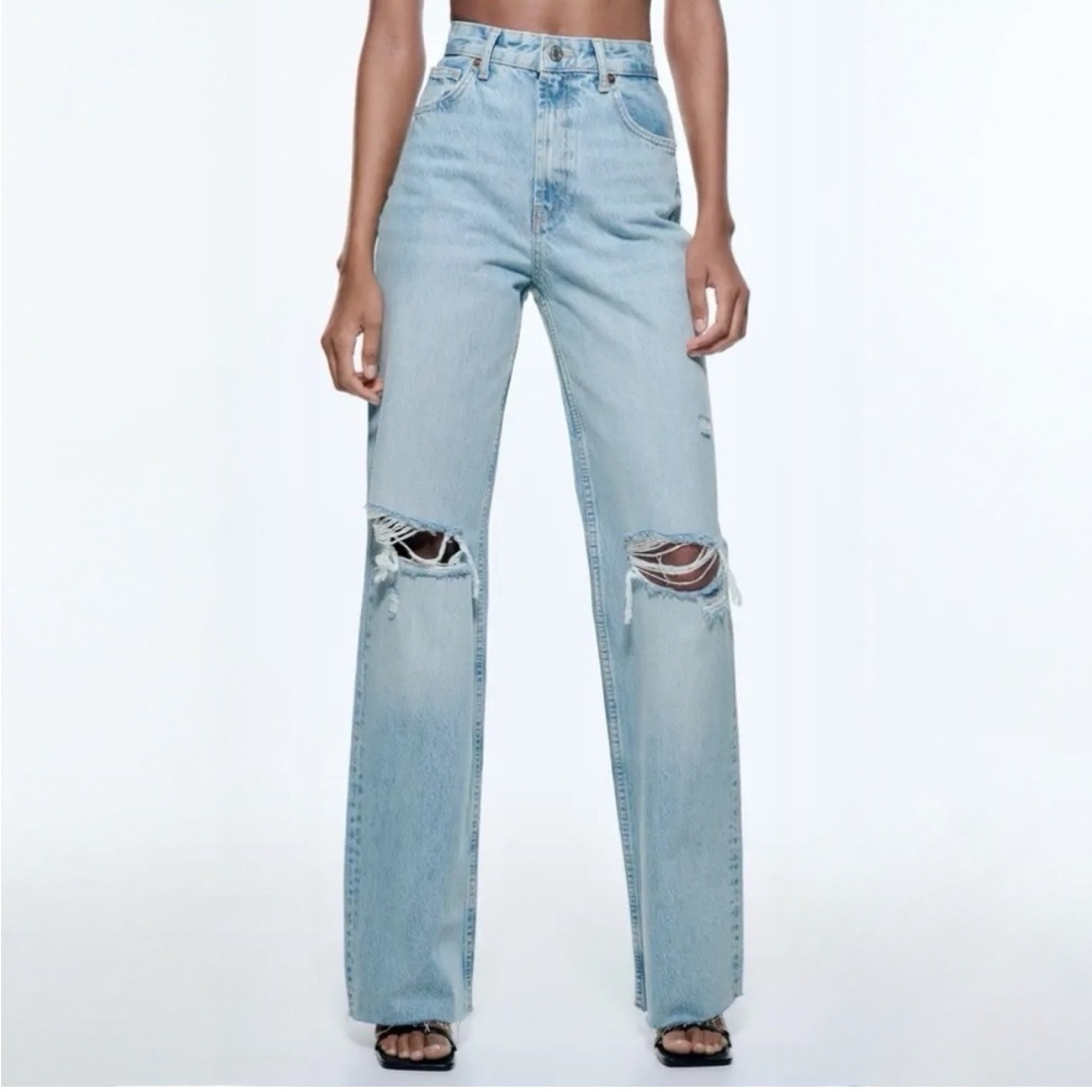 Zara Distressed High Rise Jeans